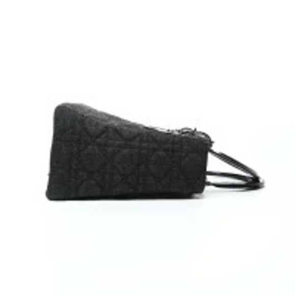 Dior lady D-lite bag in denim, geometric pattern, black - E  Christian Dior Lady Denim Handbag Black